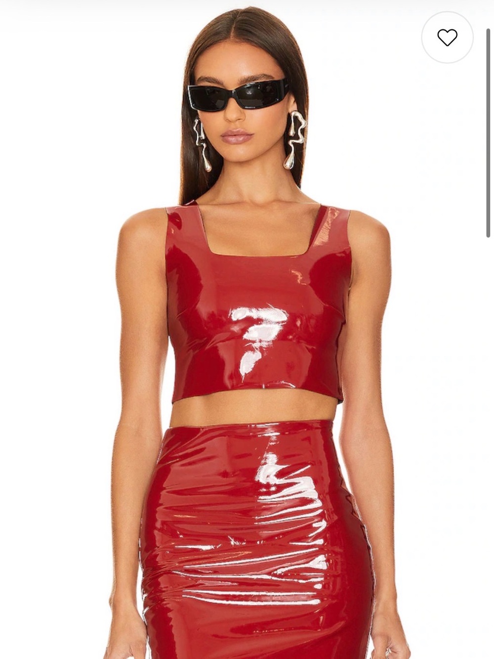 Commando Faux Patent Leather Crop Top in Lava Large NWT